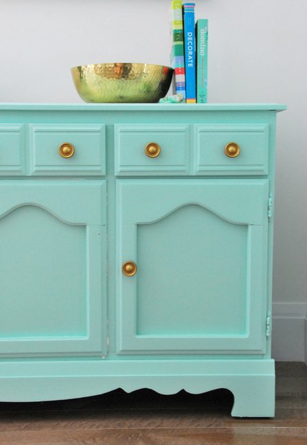a DIY mint and gold dresser makeover - via the sweetest digs