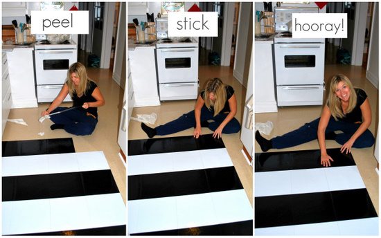 how to lay vinyl black and white flooring (in stripes!) - THE