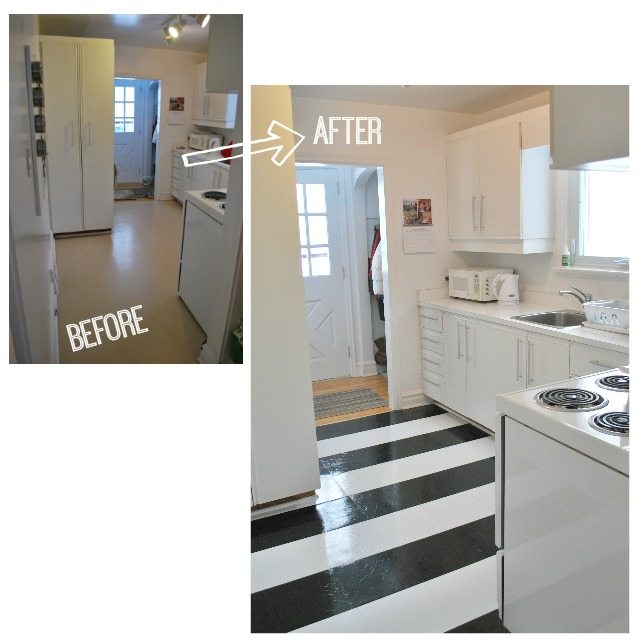 how to lay vinyl black and white flooring (in stripes!) - THE