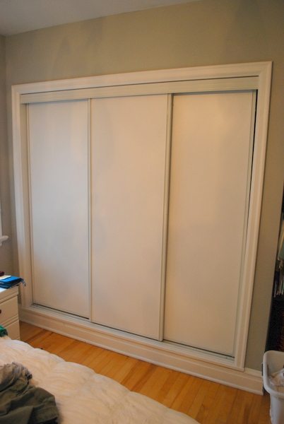 Painted Sliding Closet Doors Faux Trim Effect The