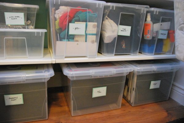 How to Organize Bins with Duck Pack & Track Labels  Storage bins  organization, Organizing bins, Basement storage organization