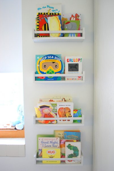 nursery book shelves wall