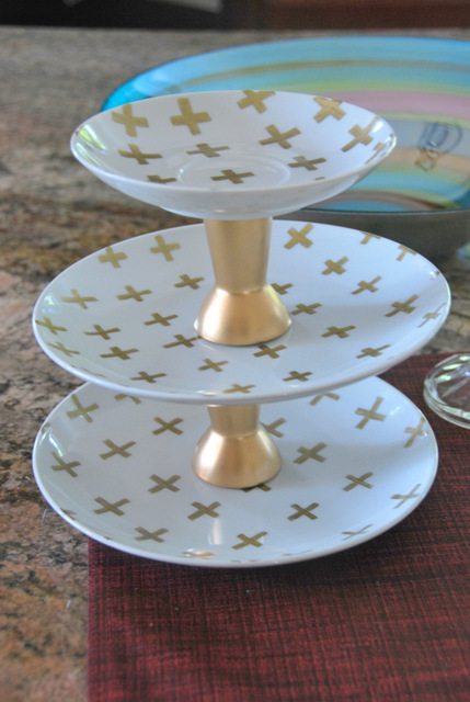 Items needed for DIY jewelry stand include 2-3 plates (Goodwill