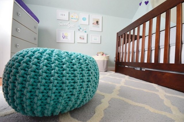 blue and purple nursery decor for a baby girl - via the sweetest digs