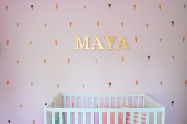 pink accent wall nursery