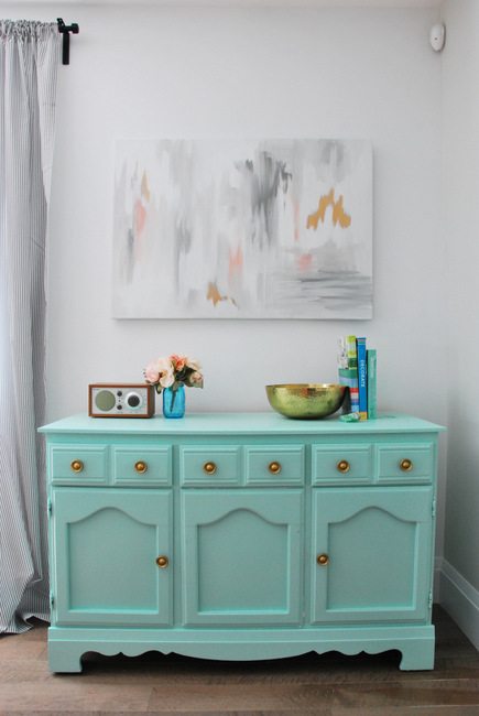 a DIY mint and gold dresser makeover - via the sweetest digs