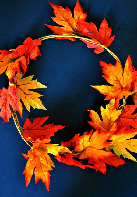 Simple DIY Fall Leaf Wreath for less than $5