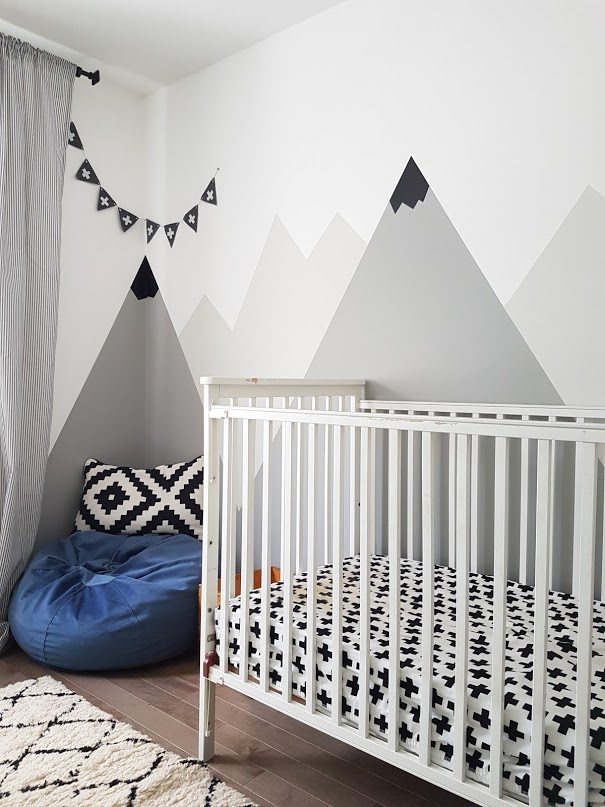 How To Paint A DIY Nursery Mountain Mural (No Art Skills ...