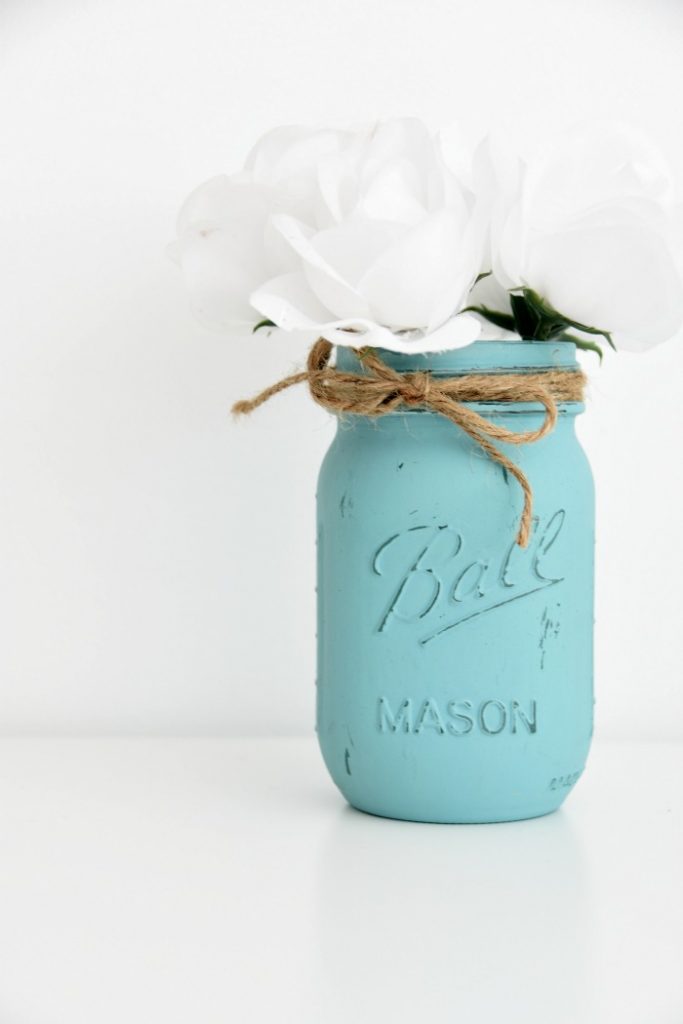 blue-painted-mason-jar