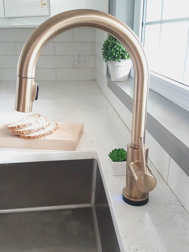 Gold Kitchen Faucet Marble Counters 