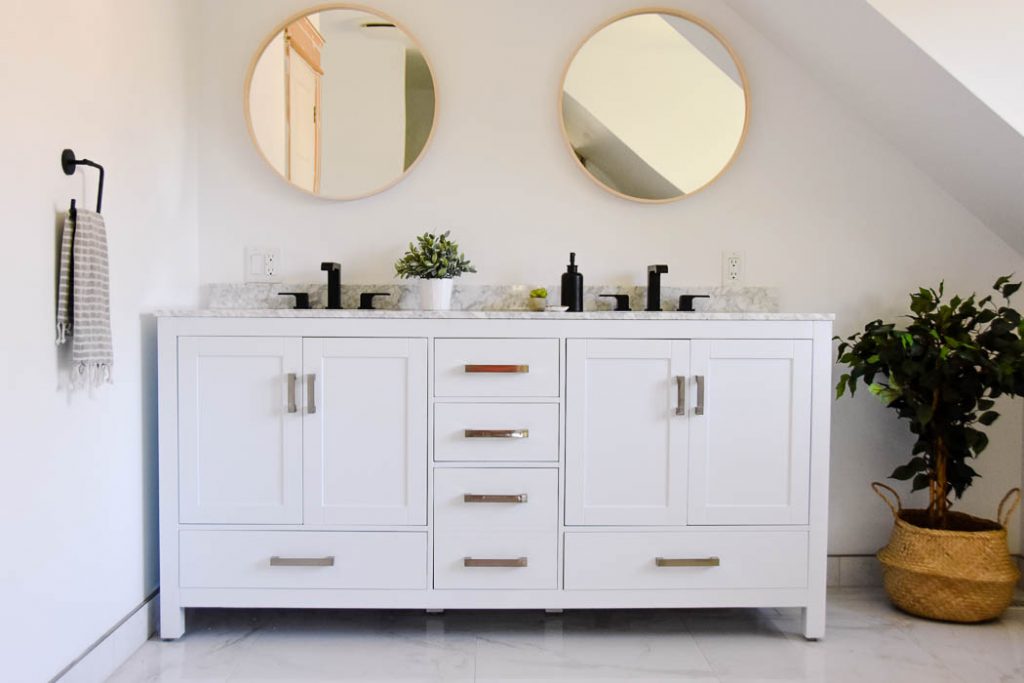 White Marble Bathroom Vanity Set