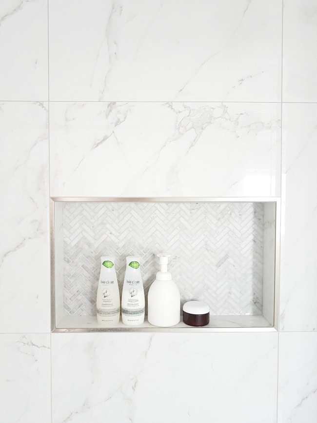 White Marble Stone  Shower Niche Shelf