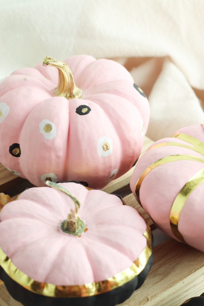 Pumpkin Painting Ideas Pink Gold THE SWEETEST DIGS   Metallic Gold Painted Pumpkins Ideas Diy 13 683x1024 