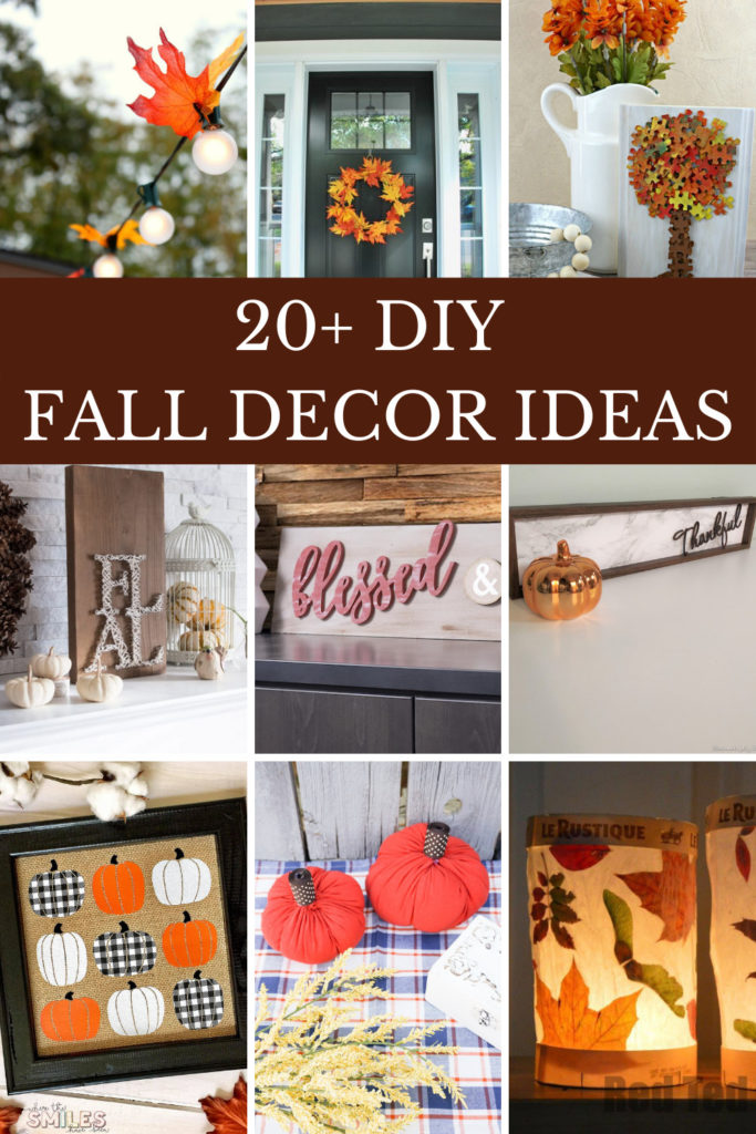 Collage of diy fall decor with text overlay.