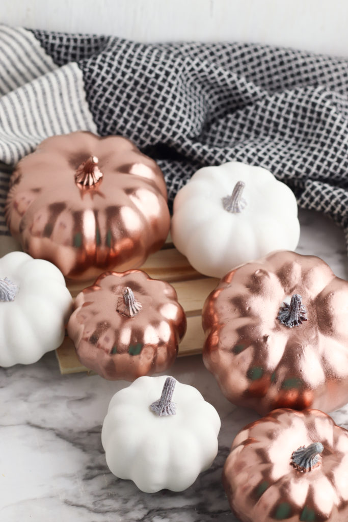 White and copper pumpkins.